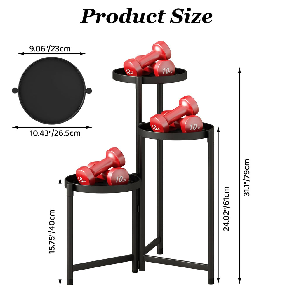 Side view of 3-Tier Atpddpey plant stand with plants