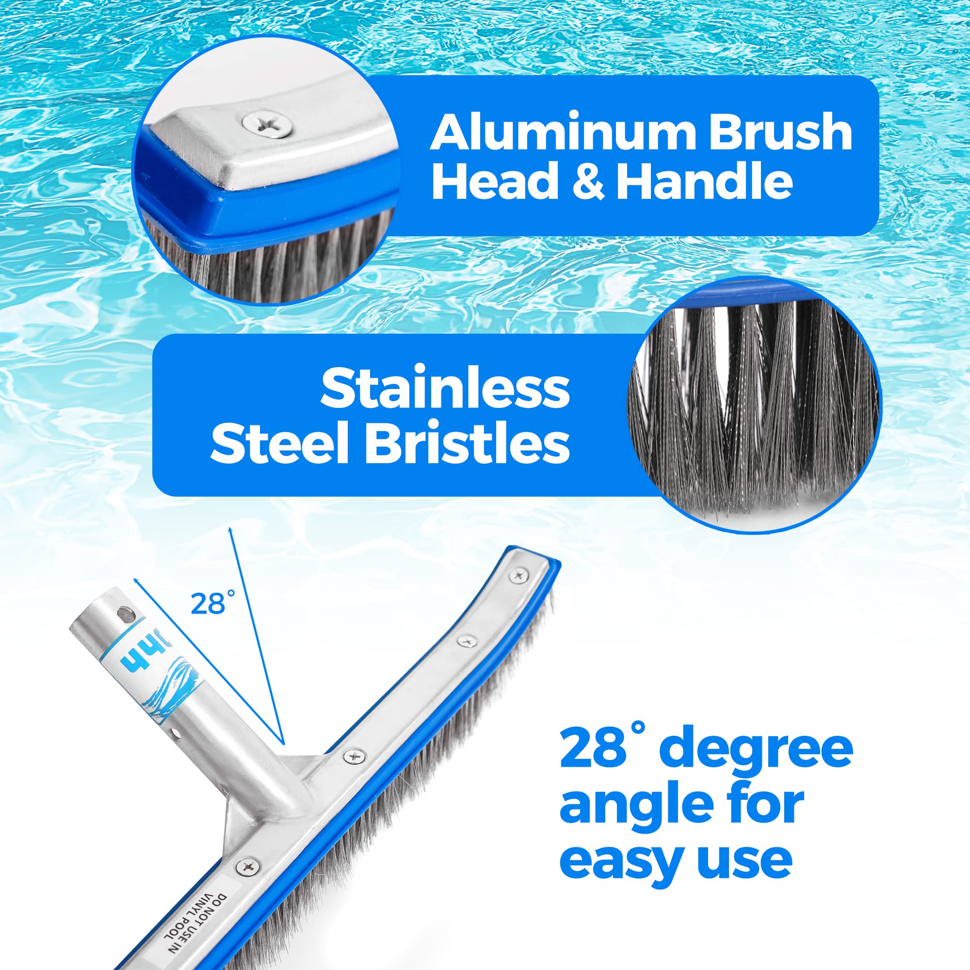 Side view of 440 Pool Brush with aluminum backing