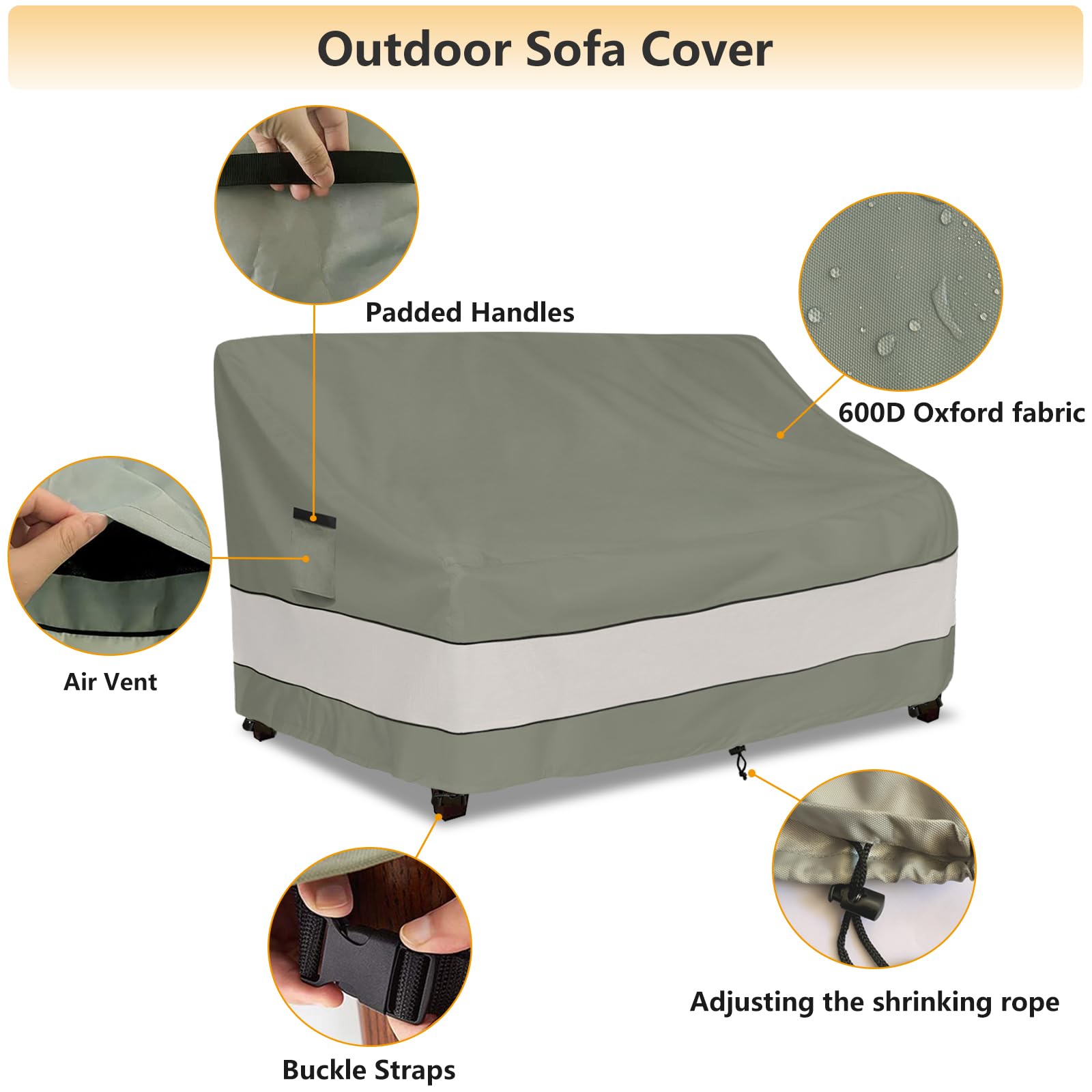 Side view of Aacabo Outdoor Sofa Cover