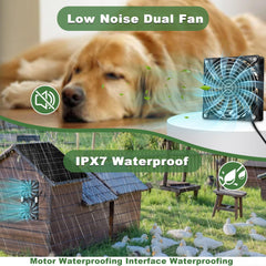 Side view of ABitmax solar fan showcasing the double-layer metal guard