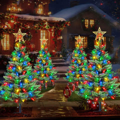 Side view of Abkshine Solar Christmas Tree in dark green