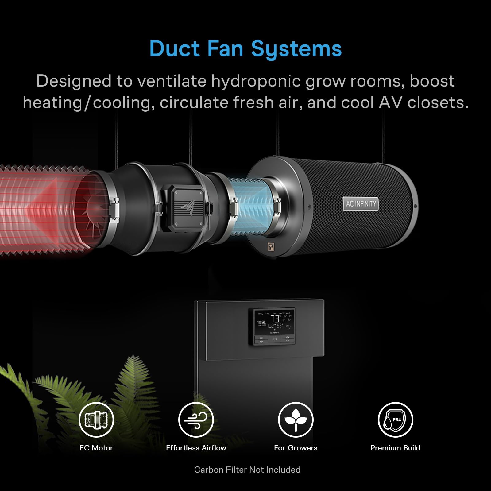 Side view of AC Infinity CLOUDLINE T4 with Pro Smart Controller