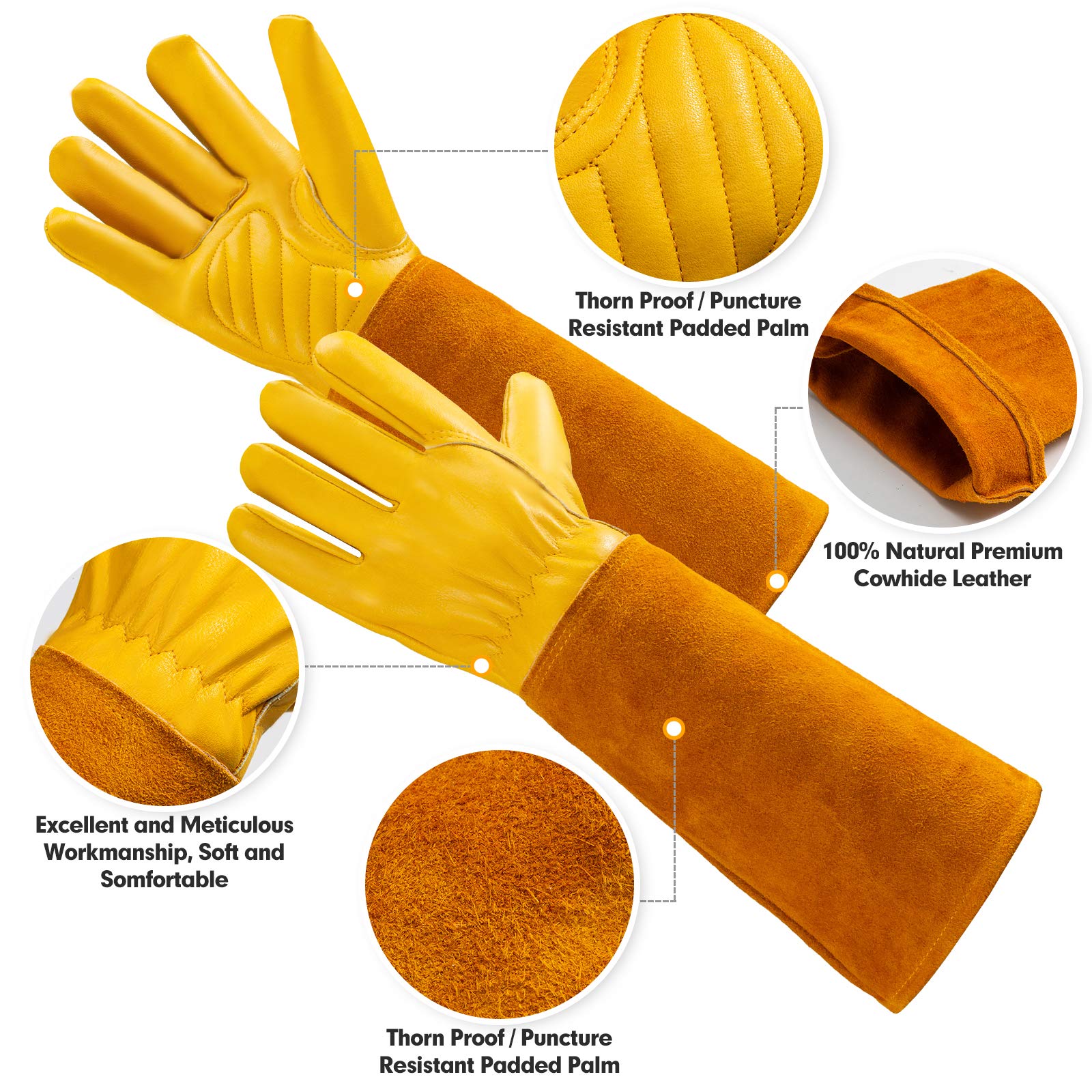 Side view of Acdyion Thorn Proof Gardening Gloves with gauntlet cuff