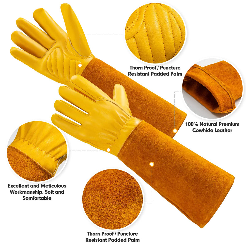 Side view of Acdyion Thorn Proof Gardening Gloves with gauntlet cuff