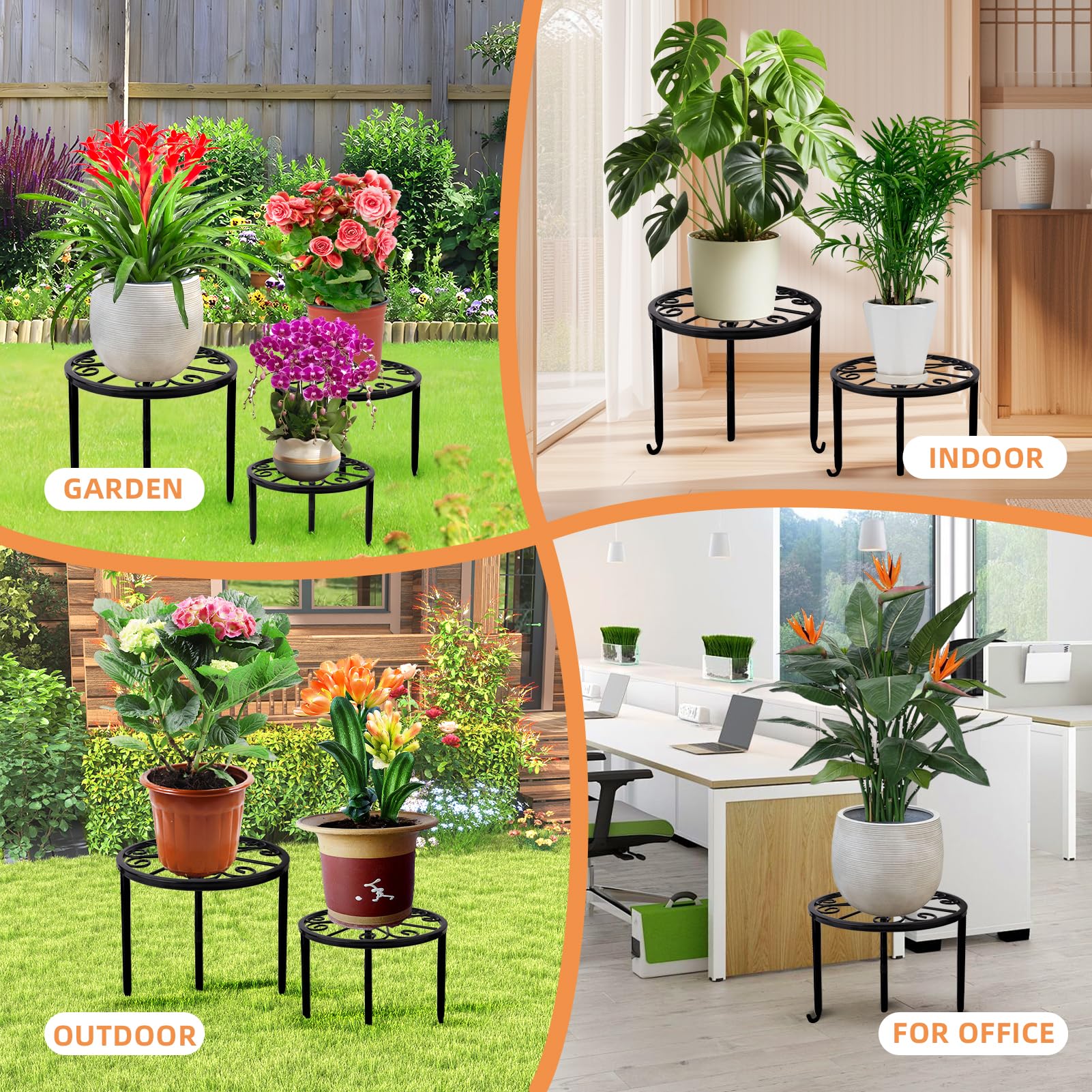 Side view of Acteomsly 6-Pack Metal Plant Stand