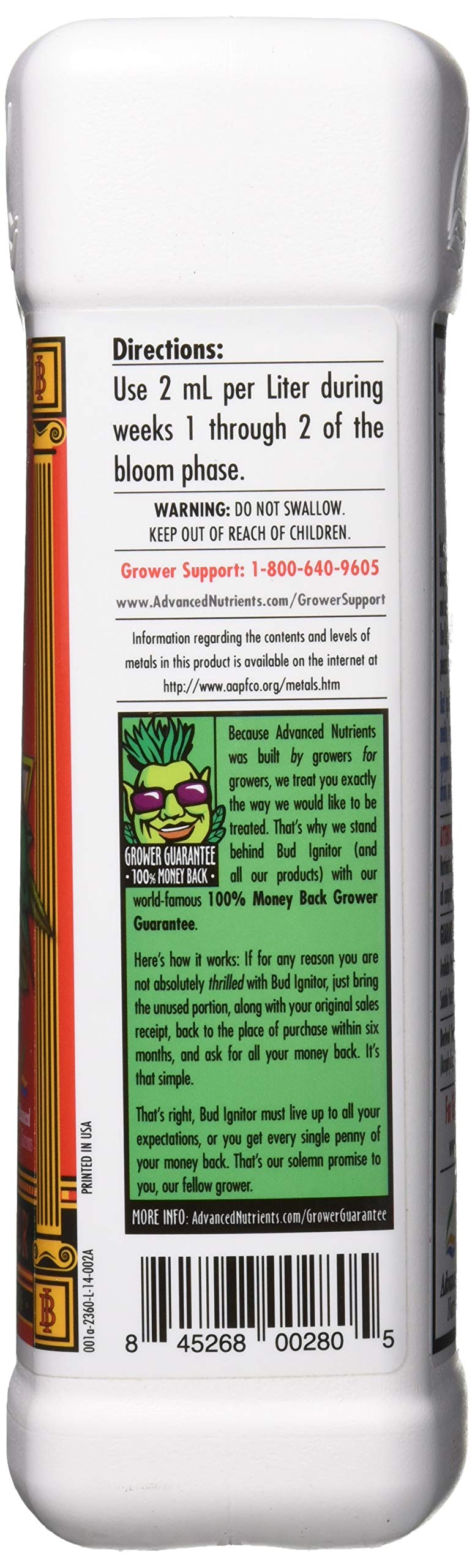 Side view of Advanced Nutrients Bud Ignitor Fertilizer 1L