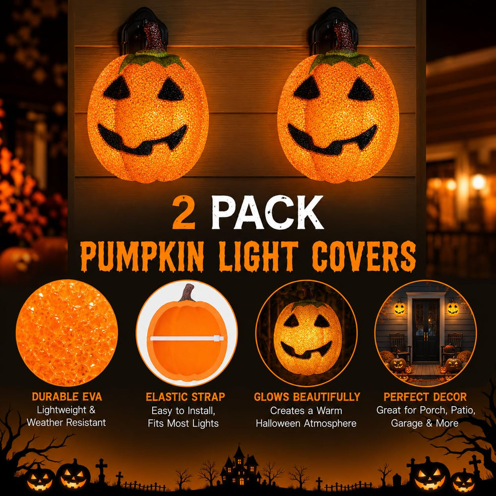 Side view of AISENO pumpkin porch light cover