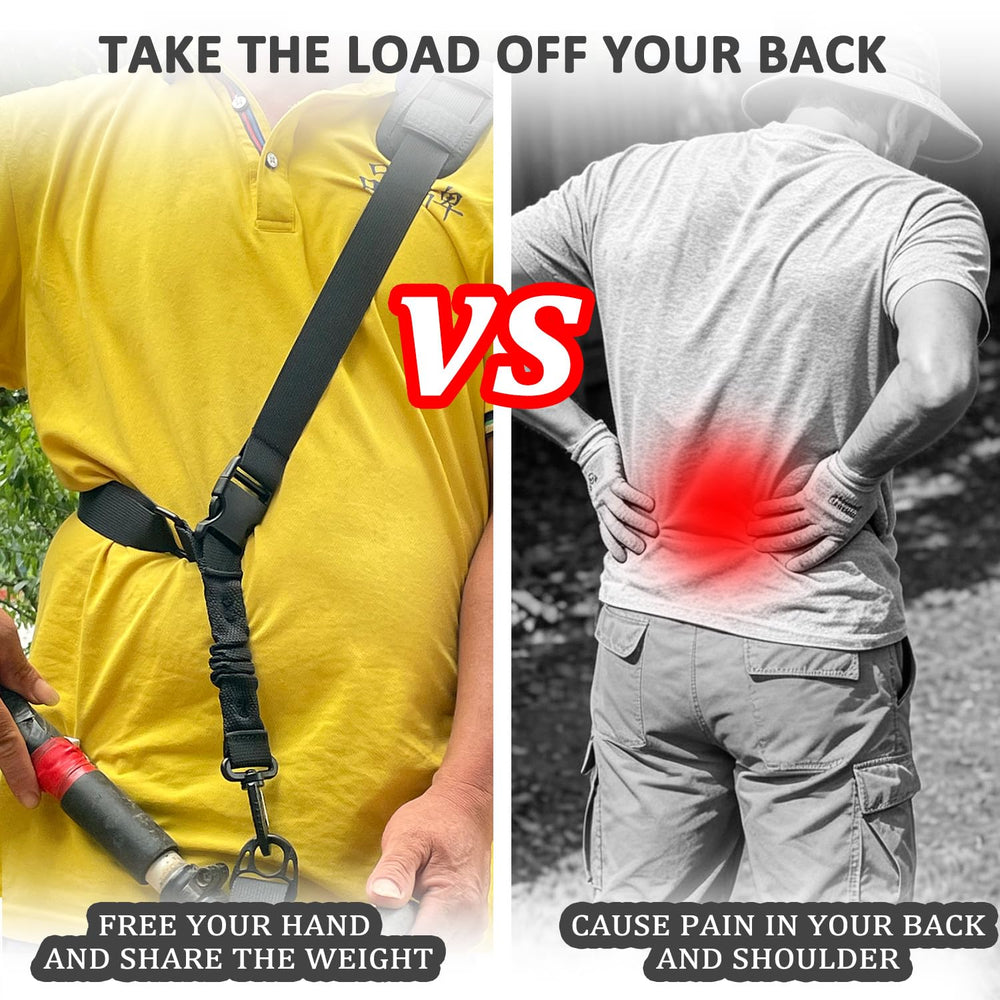 Side view of AKUATUZ Trimmer Shoulder Strap with bungee