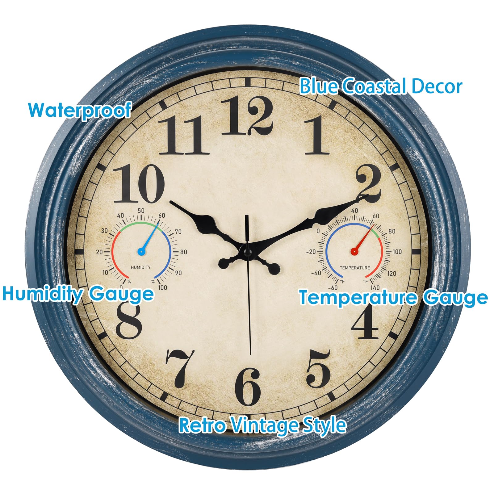Side view of Alarllok waterproof outdoor clock with sealed glass dial