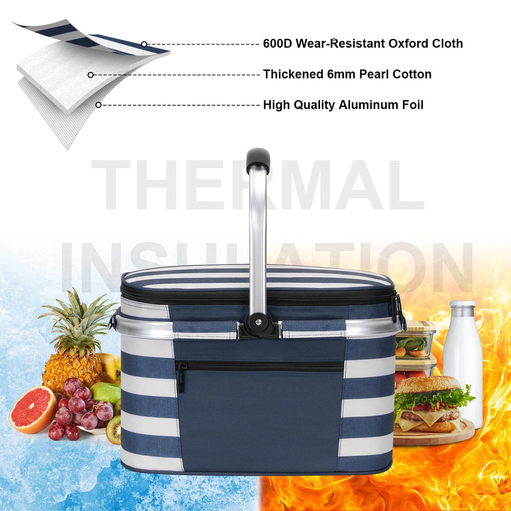 Side view of ALLCAMP Picnic Basket with padded handles