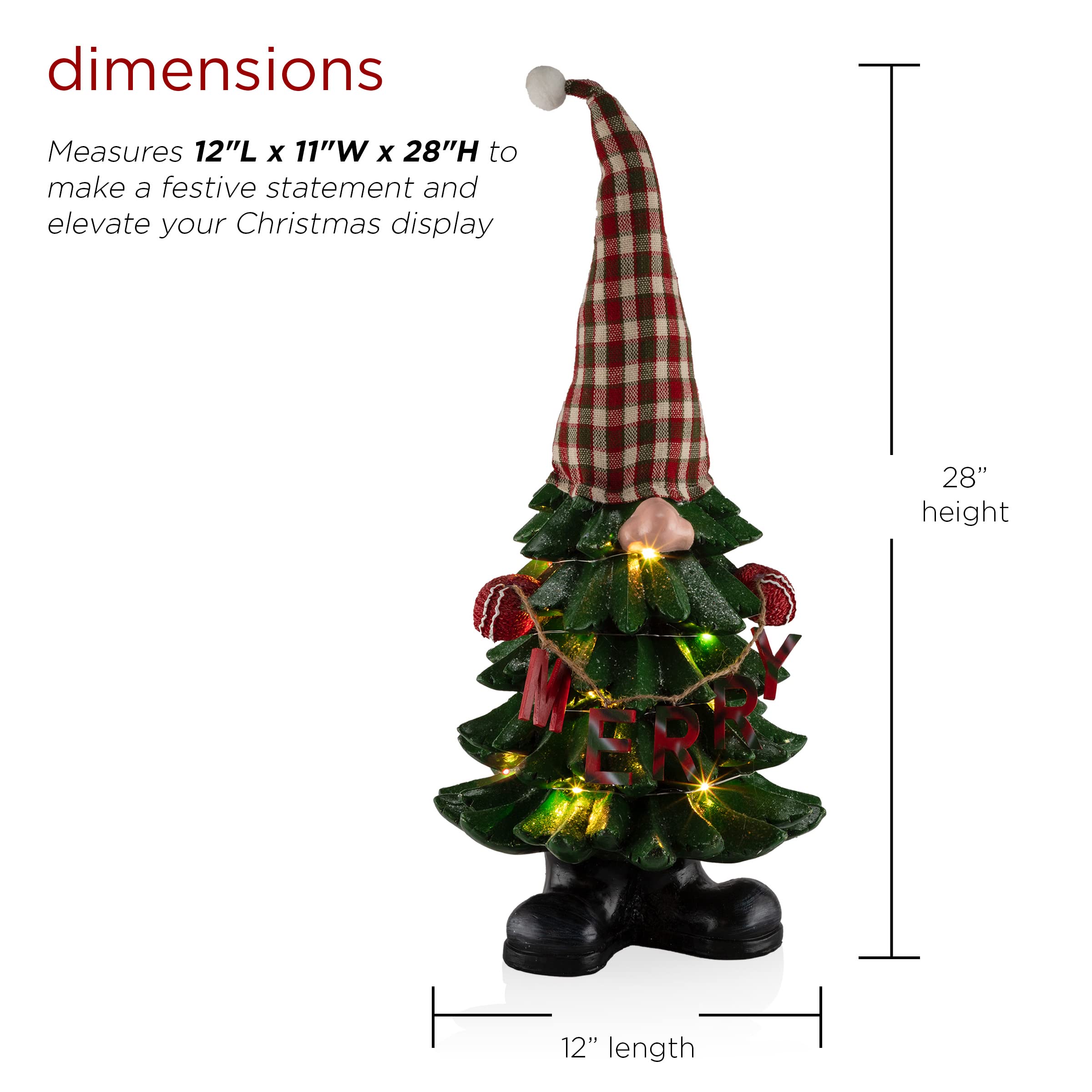 Side view of Alpine Merry Gnome with festive details