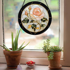 Side view of AMDERVEN Pink Rose Suncatcher