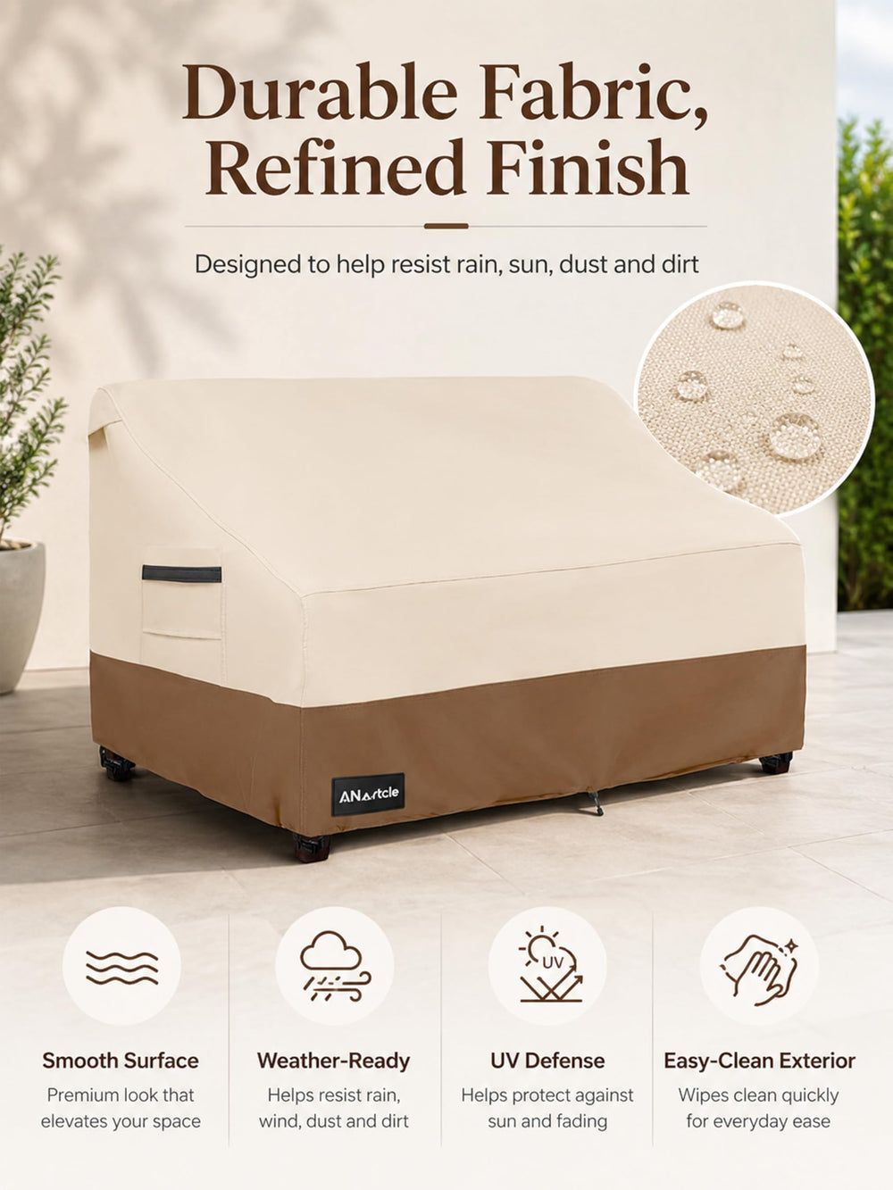 Side view of ANartcle waterproof patio sofa cover