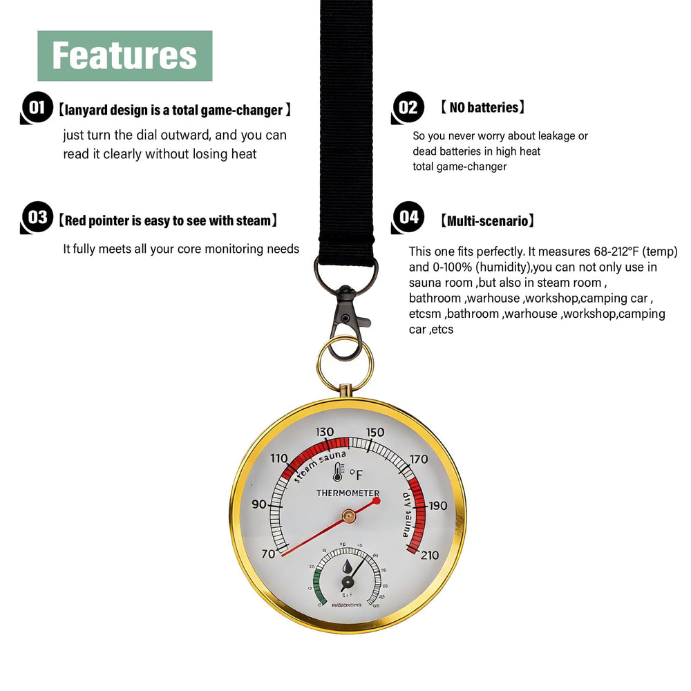 Side view of Andelov Sauna Thermometer showcasing dual mount