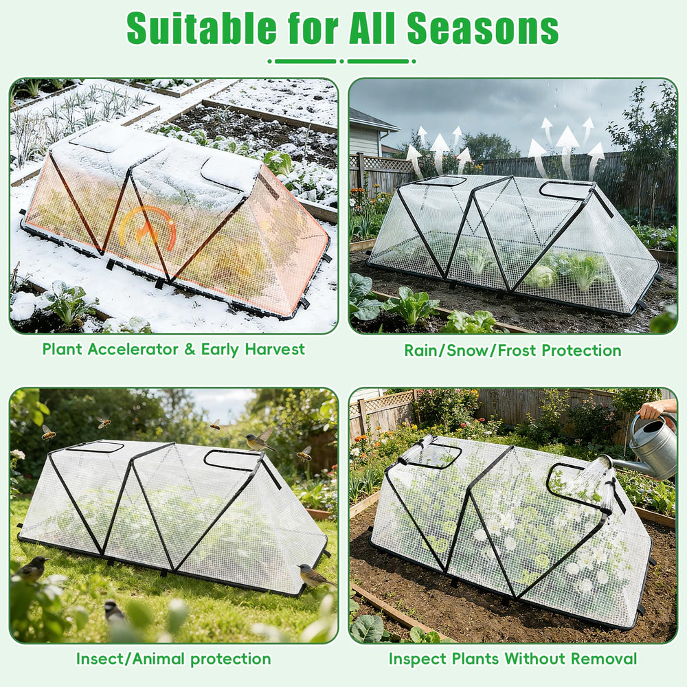 Side view of ANGAR foldable plant cover in use
