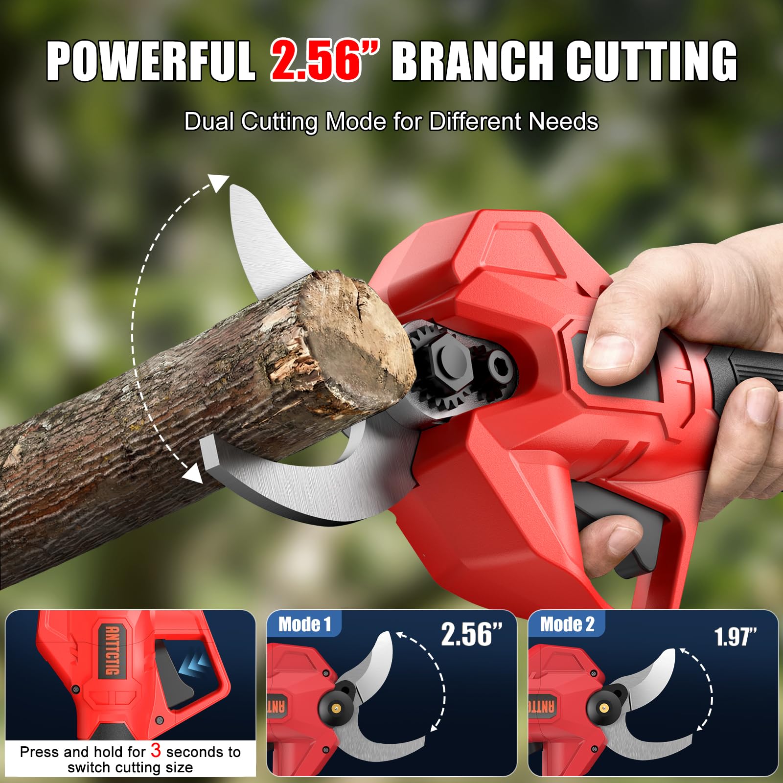 Side view of Anttctig Electric Pruning Shears showing the blade