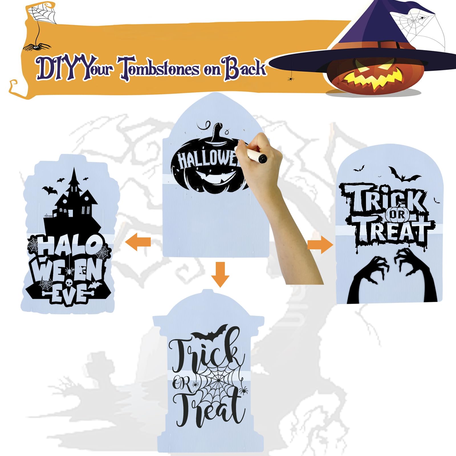 Side view of ANYGIFT Halloween tombstone yard sign