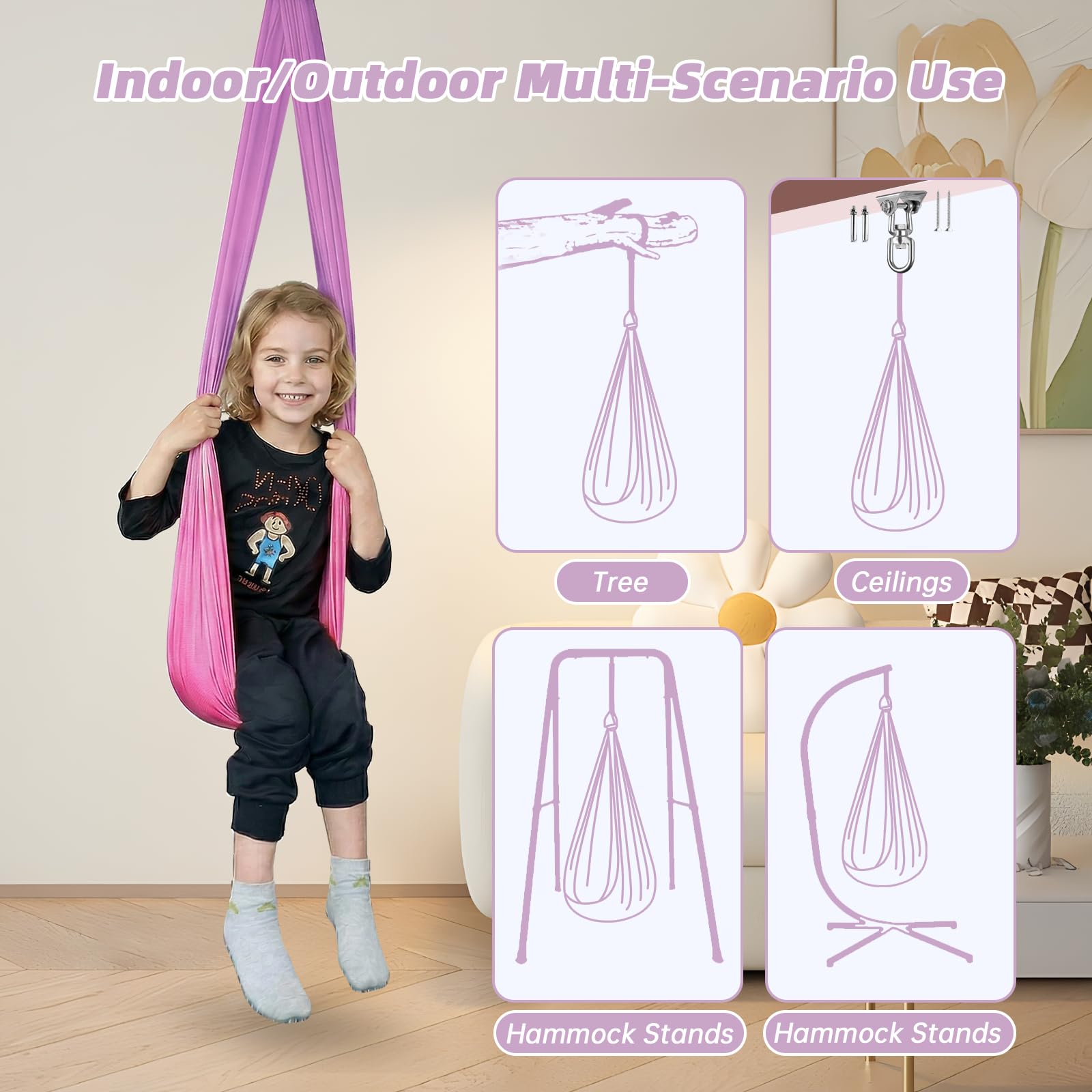 Side view of Aokitec Sensory Swing Hammock Chair