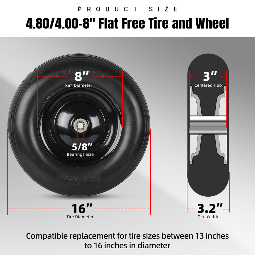 Side view of AR-PRO 16" solid rubber wheelbarrow tire