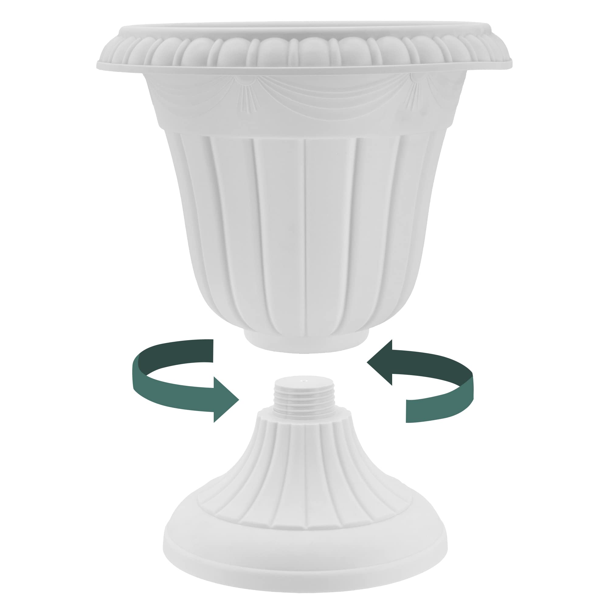 Side view of Arcadia Garden Products Plastic Urn Planter