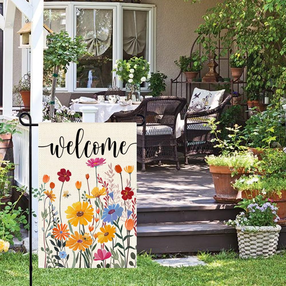 Side view of ARGOOFG garden flag showing the double-sided print