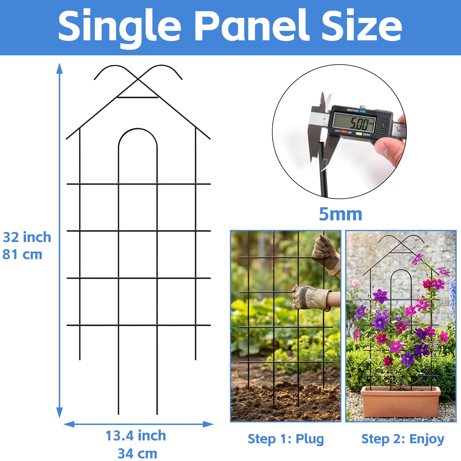 Side view of ARIFARO metal trellis showing sturdy design