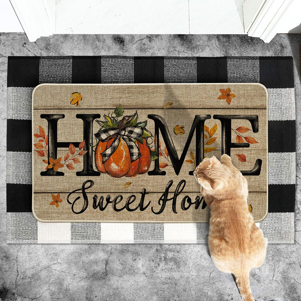 Side view of Artoid Mode Pumpkin Doormat showcasing low-profile design