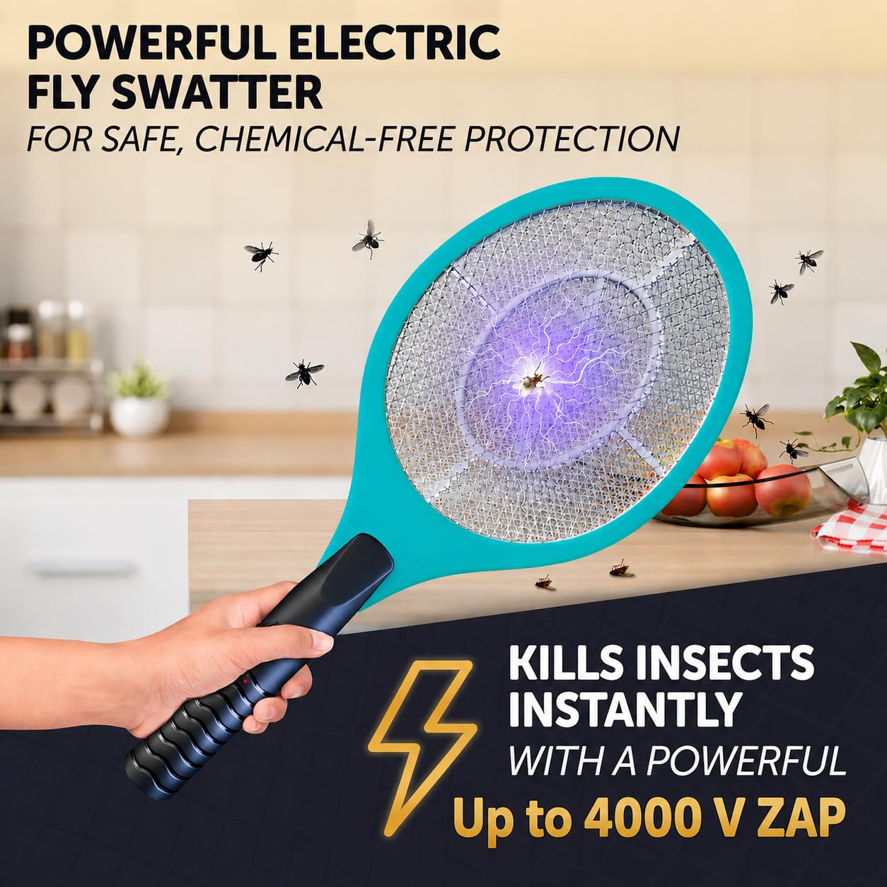 Side view of ASISNAI Bug Zapper Racket showing extended reach