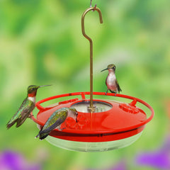 Side view of Aspects Hummzinger Mini Hummingbird Feeder with ant moat