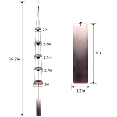 Side view of ASTARIN Copper Wind Chimes with nylon braided cord