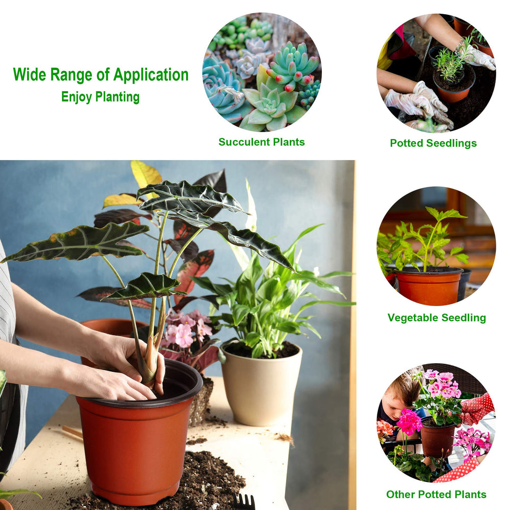 Side view of Augshy plastic nursery pots showing size