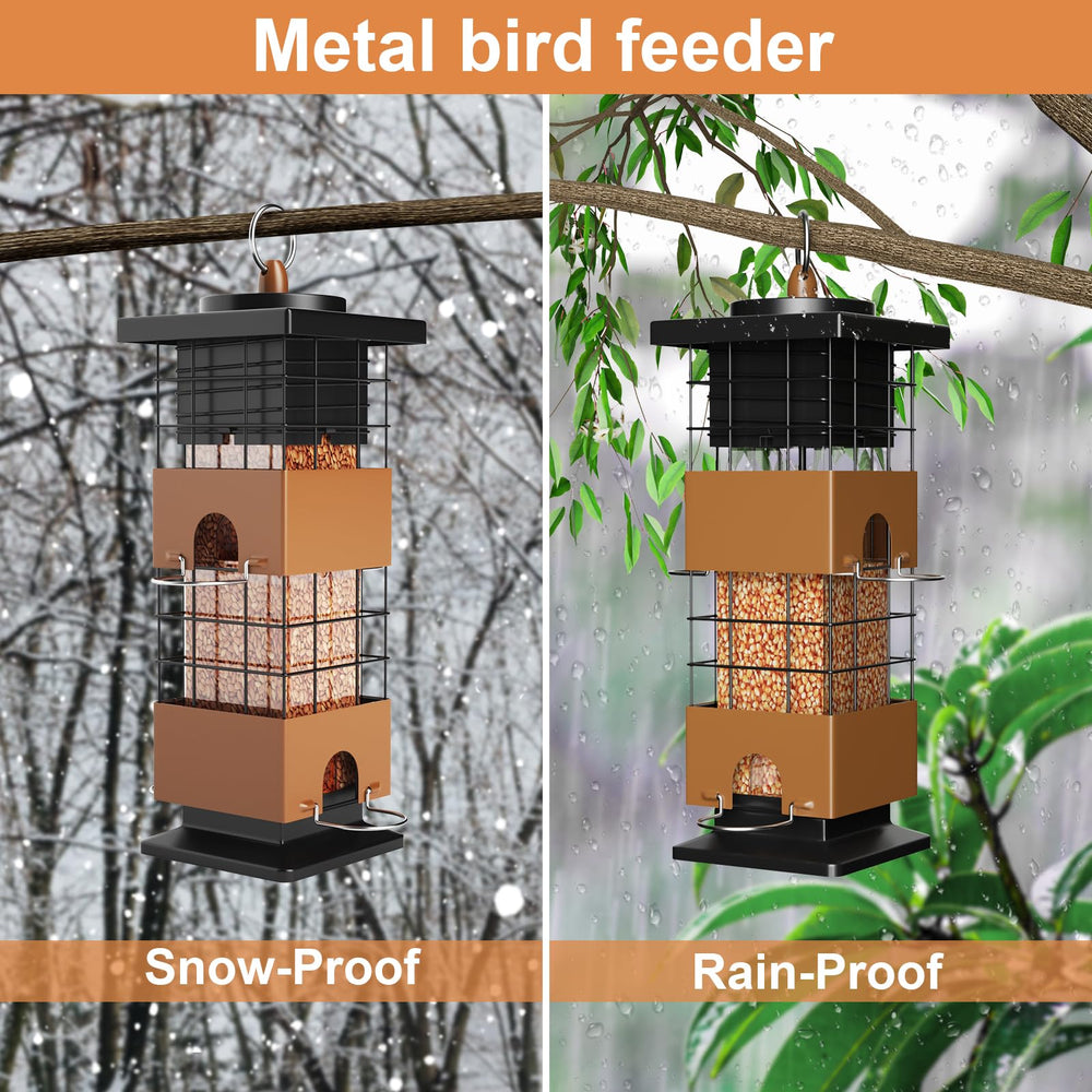 Side view of Auslar Squirrel Proof Bird Feeder showcasing metal cage