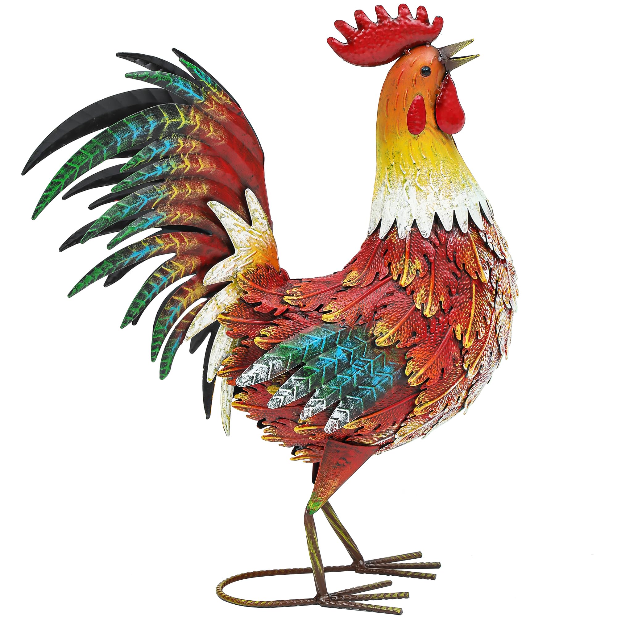 Side view of Autodaya Metal Rooster statue