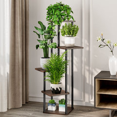 Side view of AZERPIAN 5 Tier Plant Stand showcasing its shelves