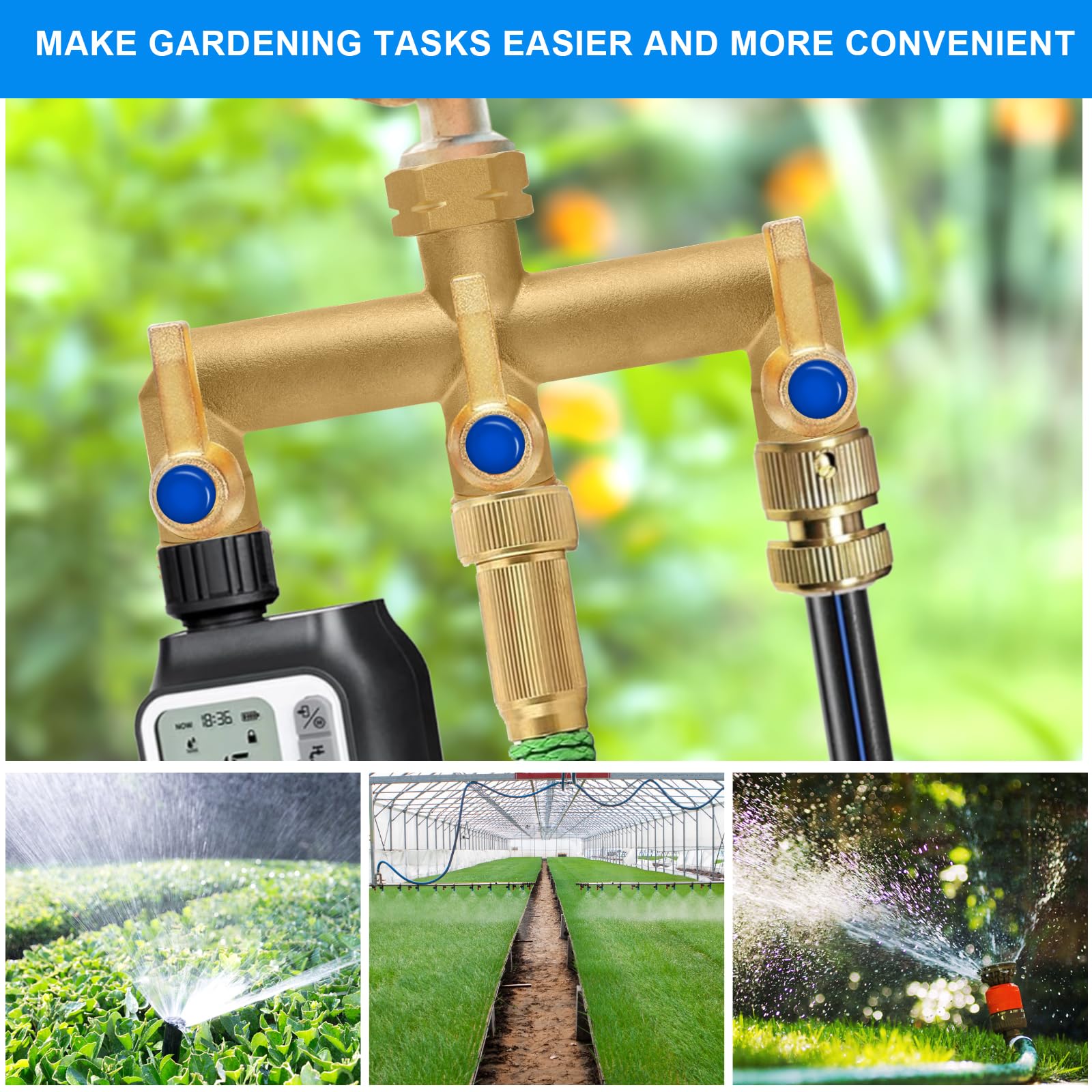 Side view of BACASIN Brass Garden Hose Splitter