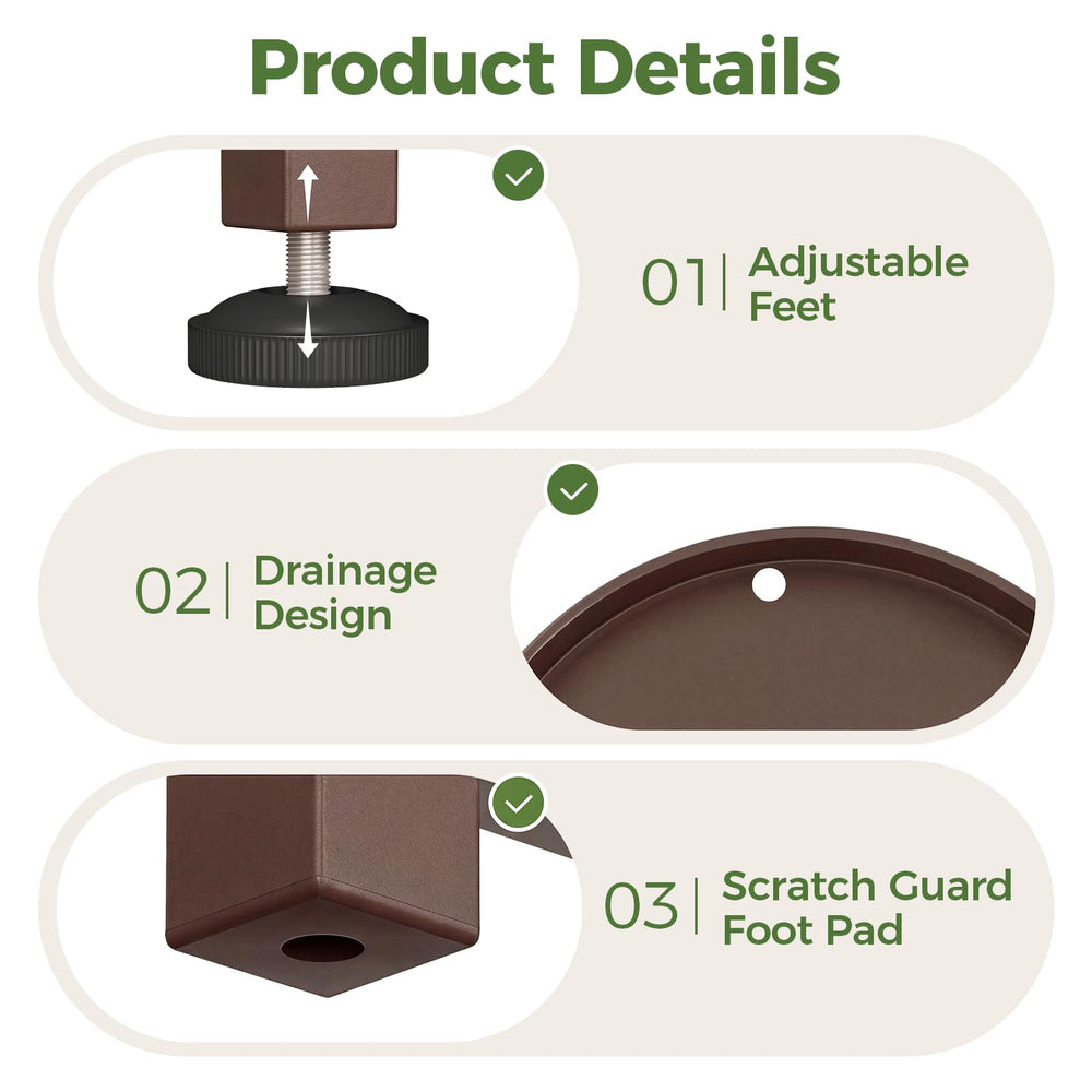 Side view of Bamworld Corner Plant Stand with adjustable feet