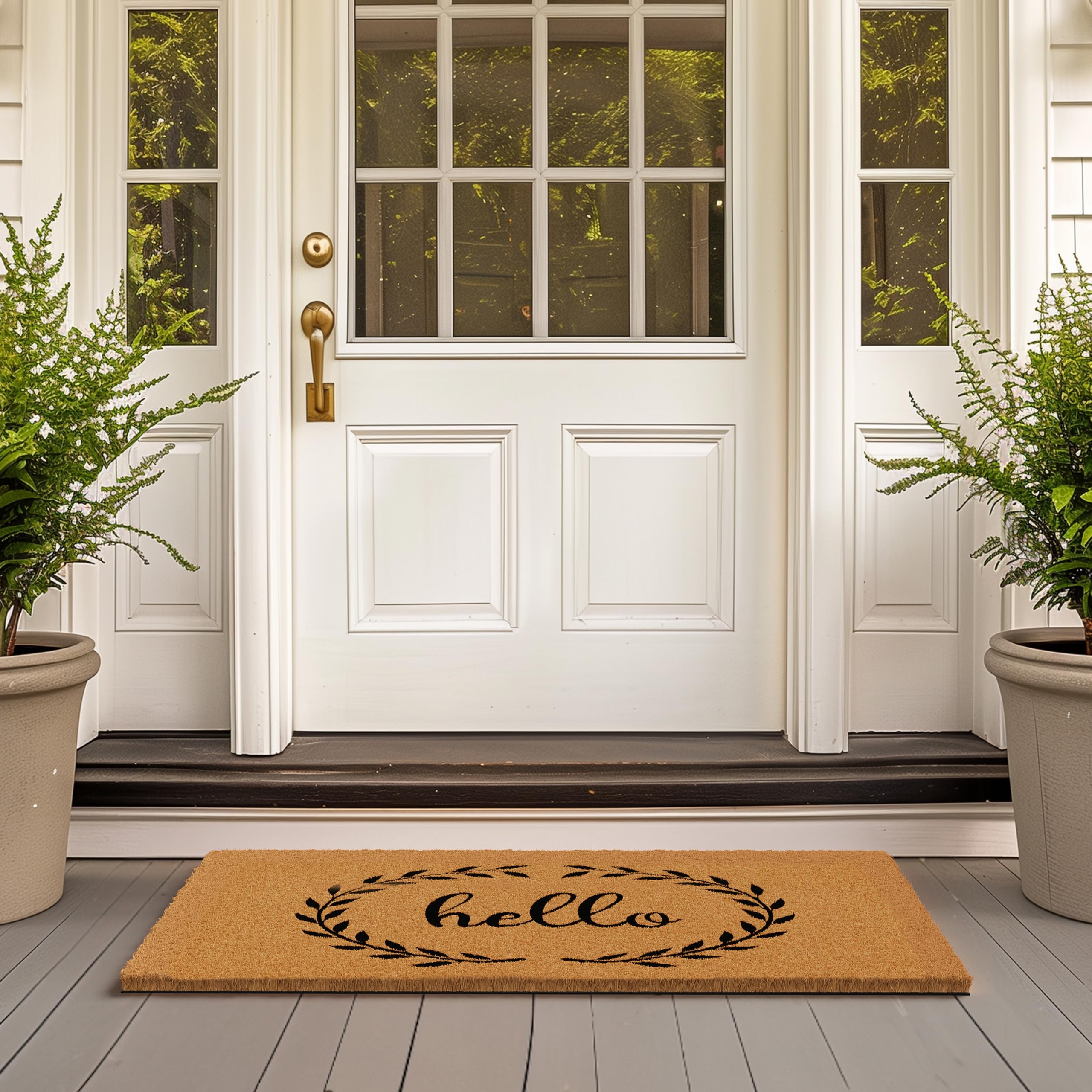 Side view of Barnyard Designs Doormat displaying non-slip backing