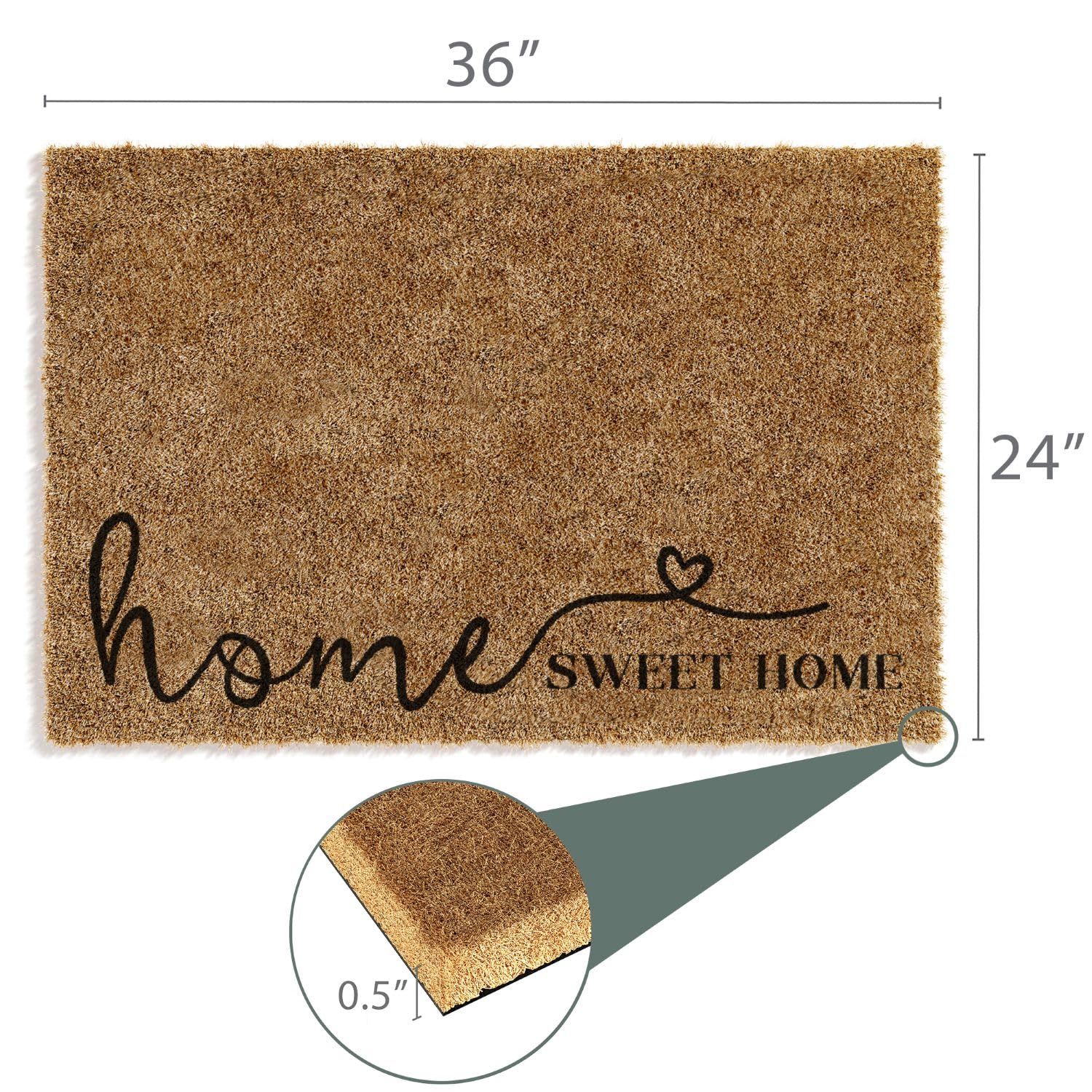 Side view of Barnyard Designs Home Sweet Home Doormat