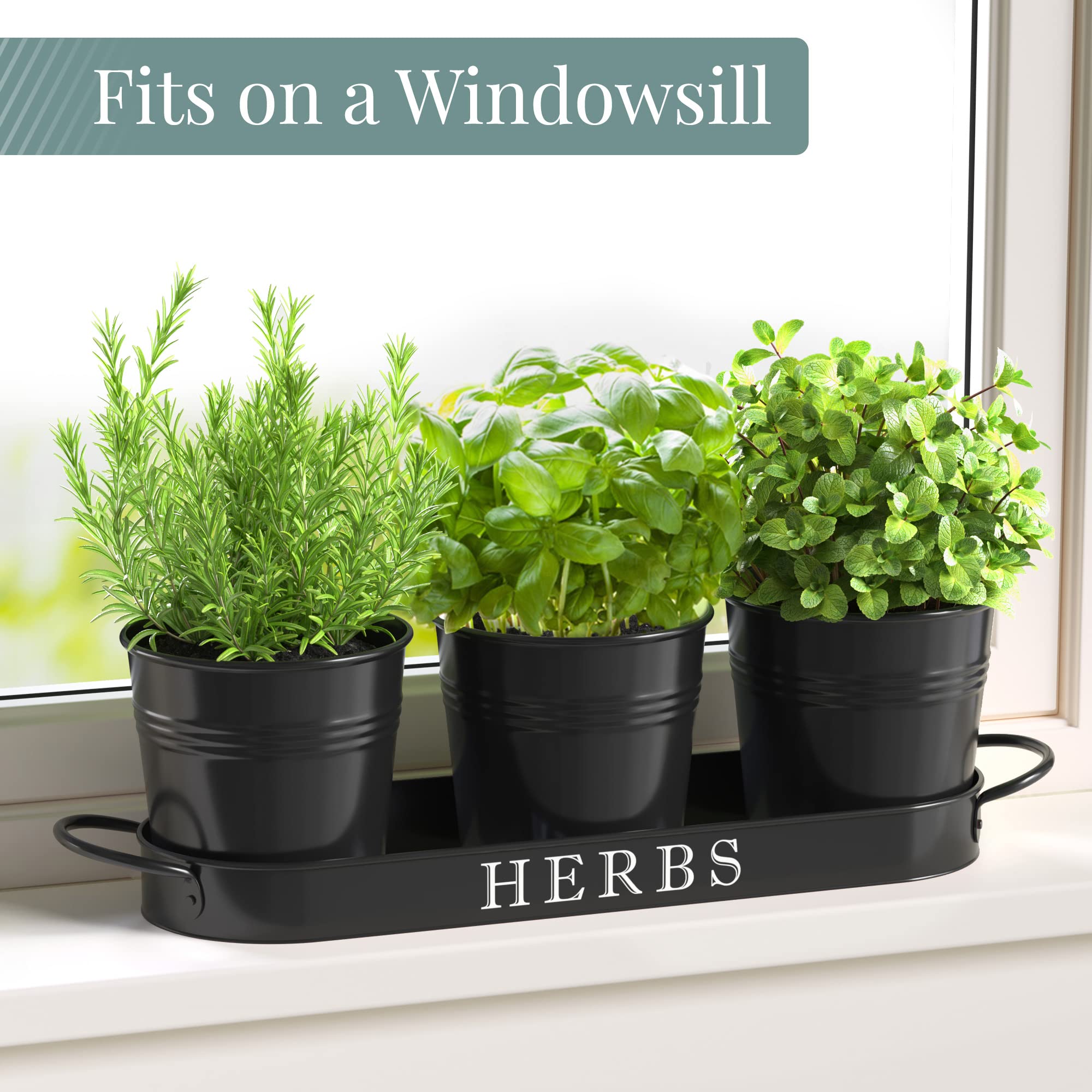 Side view of Barnyard Designs indoor herb planter set