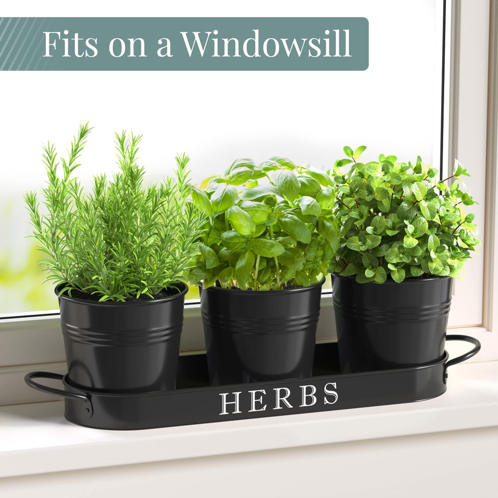 Side view of Barnyard Designs indoor herb planter set