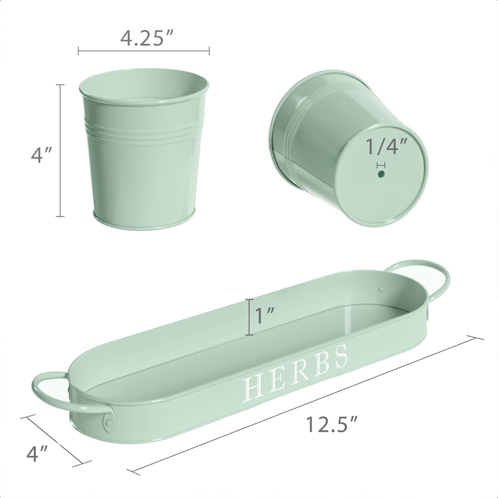 Side view of Barnyard Designs Indoor Herb Planter Set