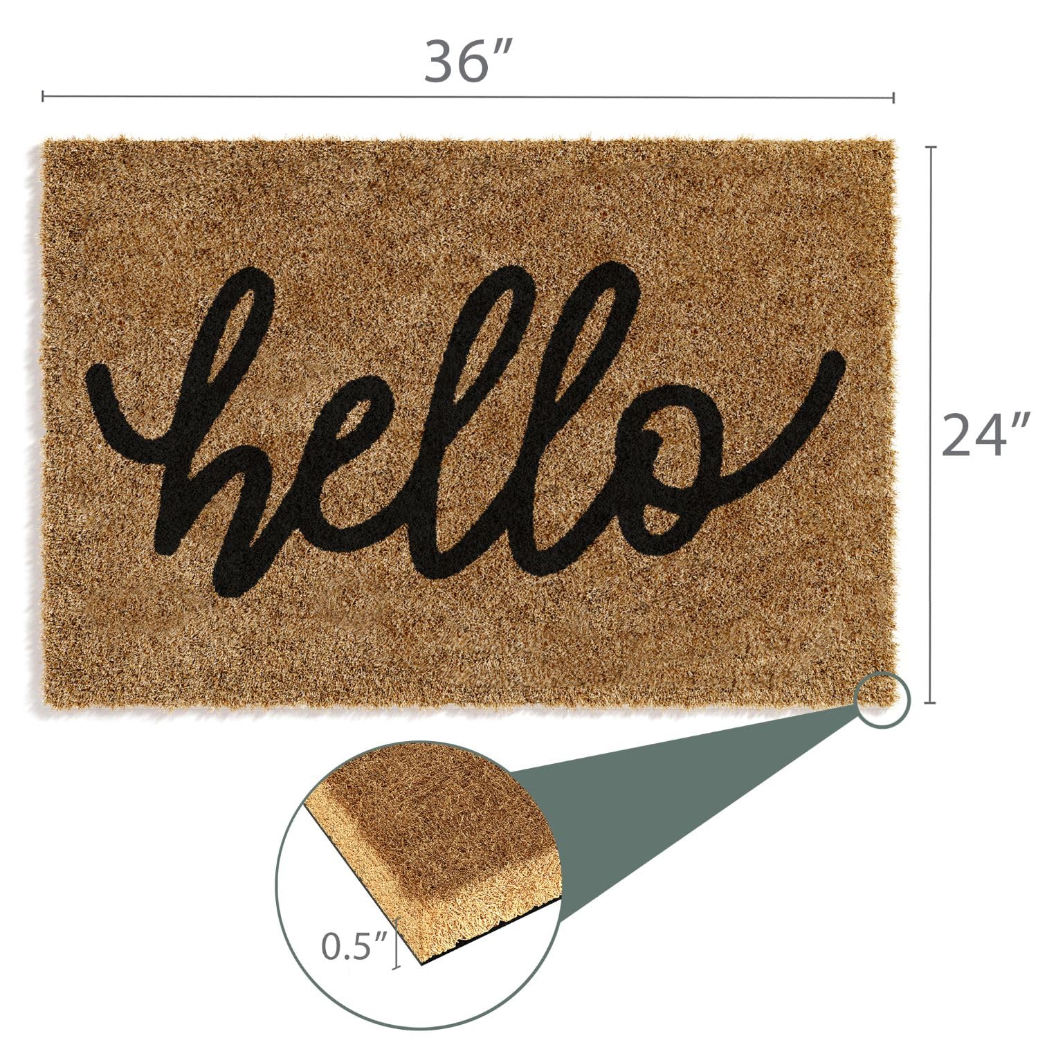 Side view of Barnyard Designs Welcome Mat showing thickness