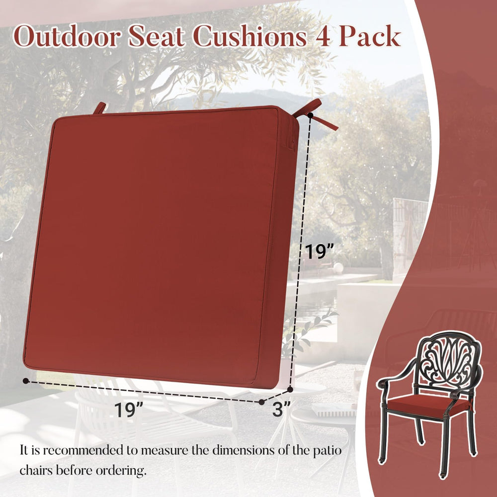Side view of Basic Beyond outdoor chair cushion with non-slip straps