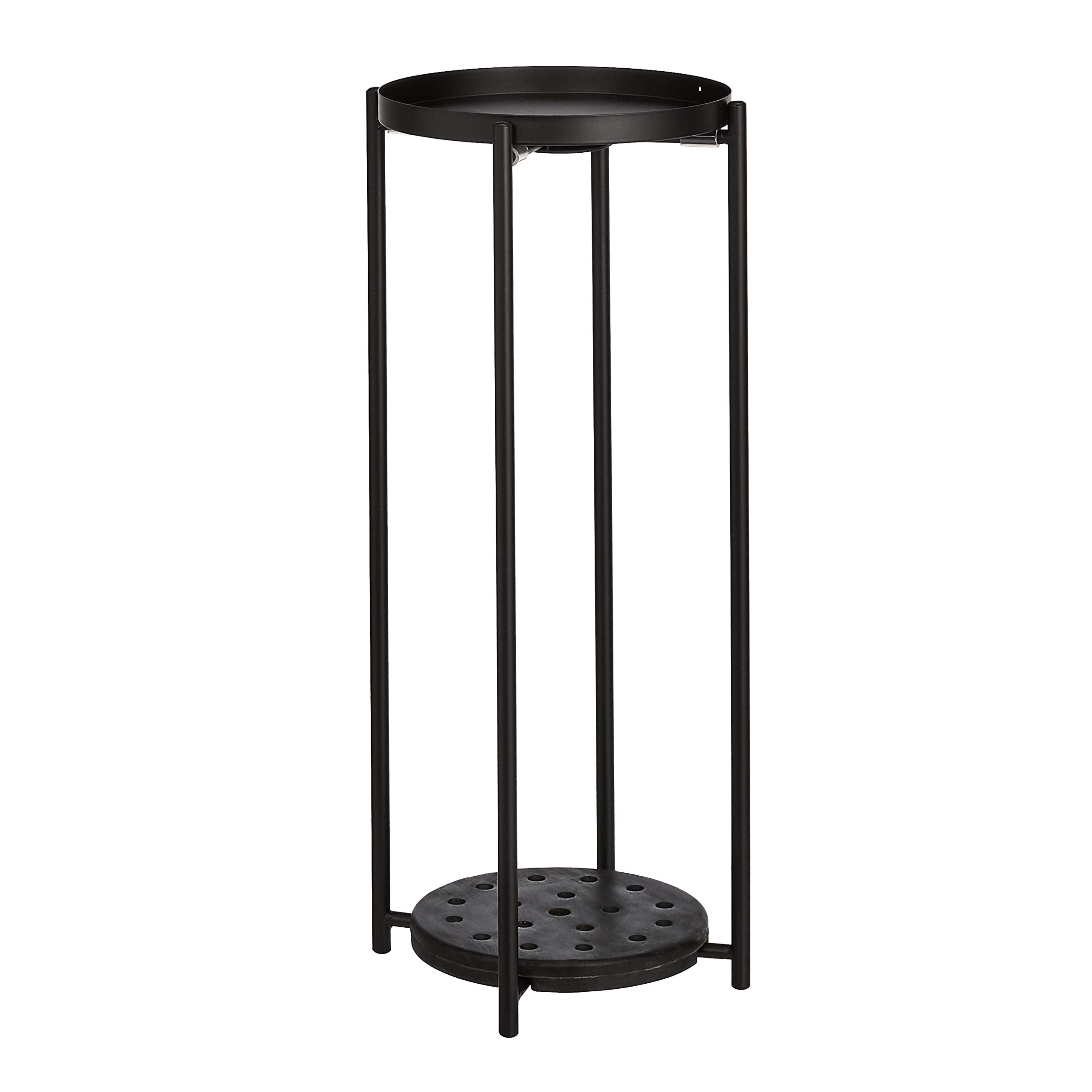 Side view of Basics Two-Tier Plant Stand with plants