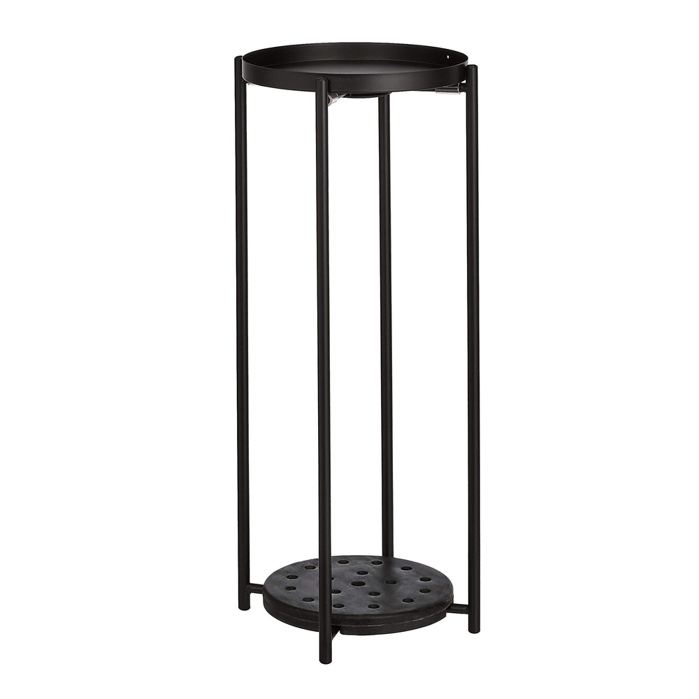 Side view of Basics Two-Tier Plant Stand with plants