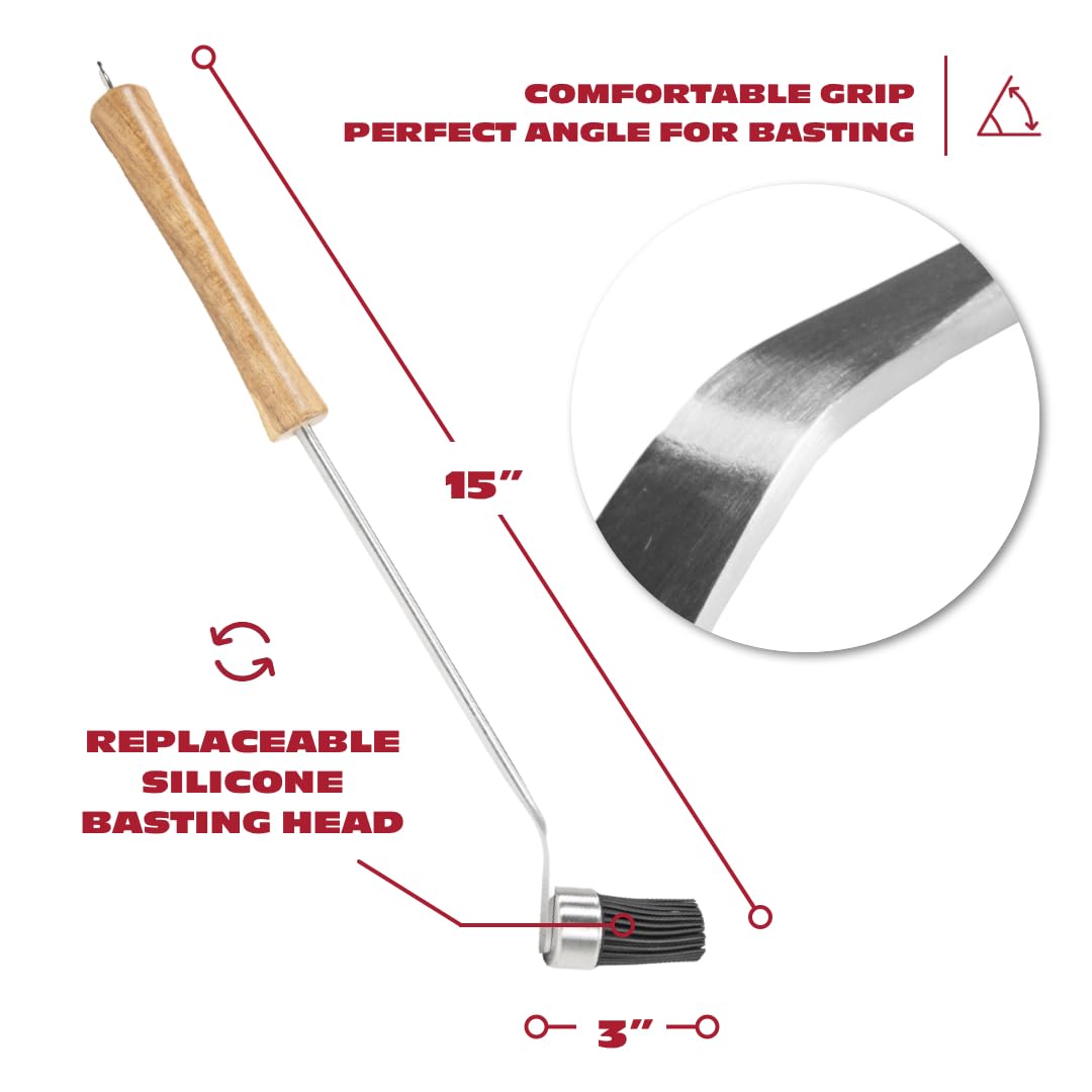 Side view of BBQ-Aid basting brush showing stainless steel core