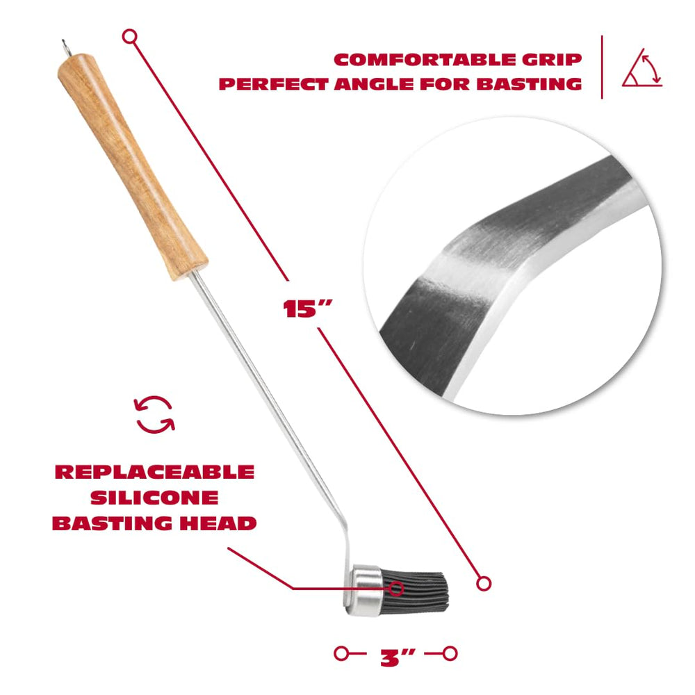 Side view of BBQ-Aid basting brush showing stainless steel core