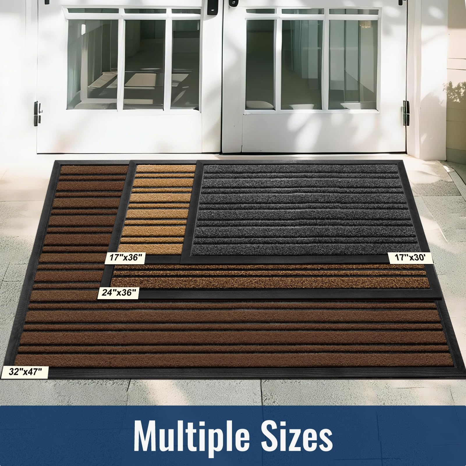 Side view of BEHERO heavy duty outdoor mat with rubber backing
