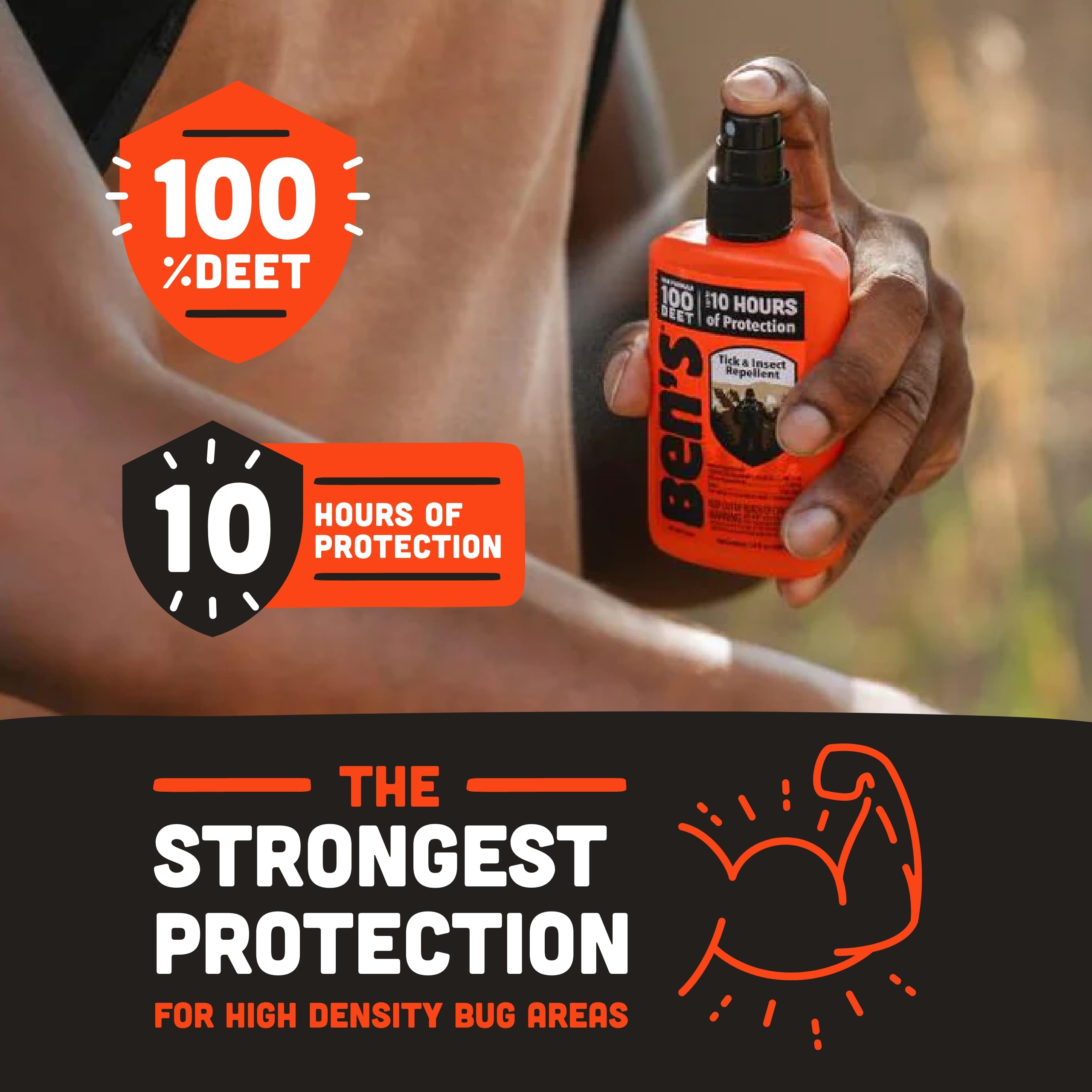 Side view of Ben's 100 DEET spray bottle