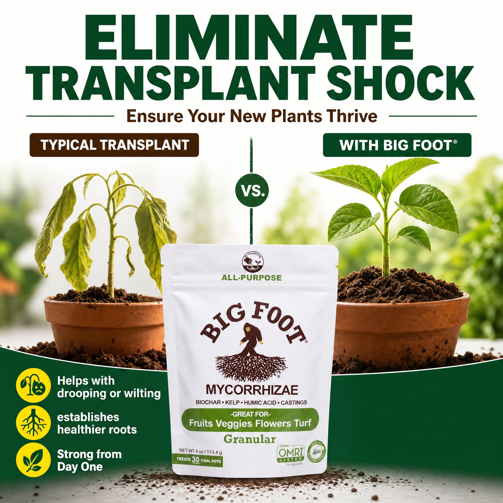Side view of Big Foot Mycorrhizal Fungi Inoculant bag